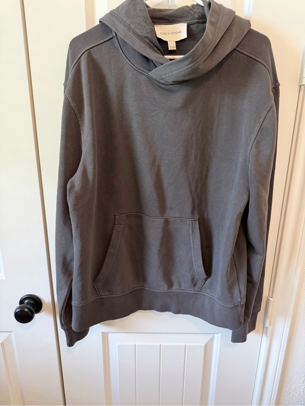 NWT Sun + Stone Heritage Hoodie Large Black Shadow Washed